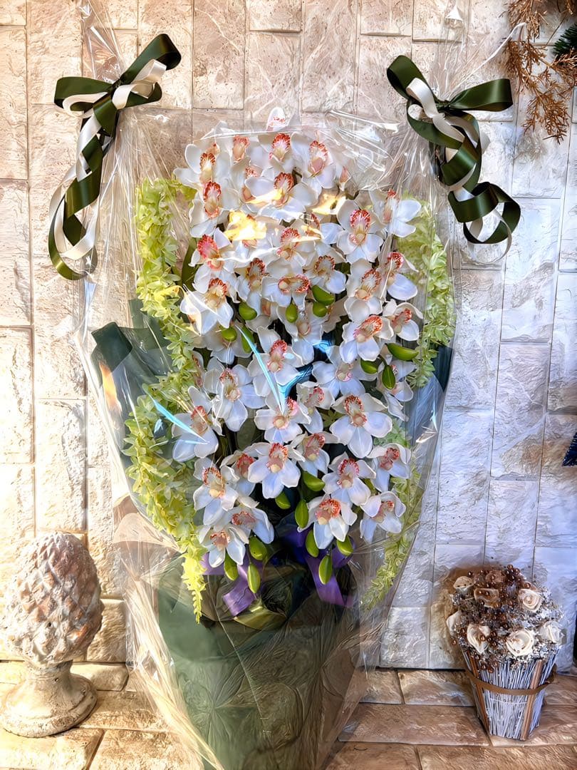 光触媒　人工観葉植物　フェイクグリーン　胡蝶蘭　シンピジューム６本立ち