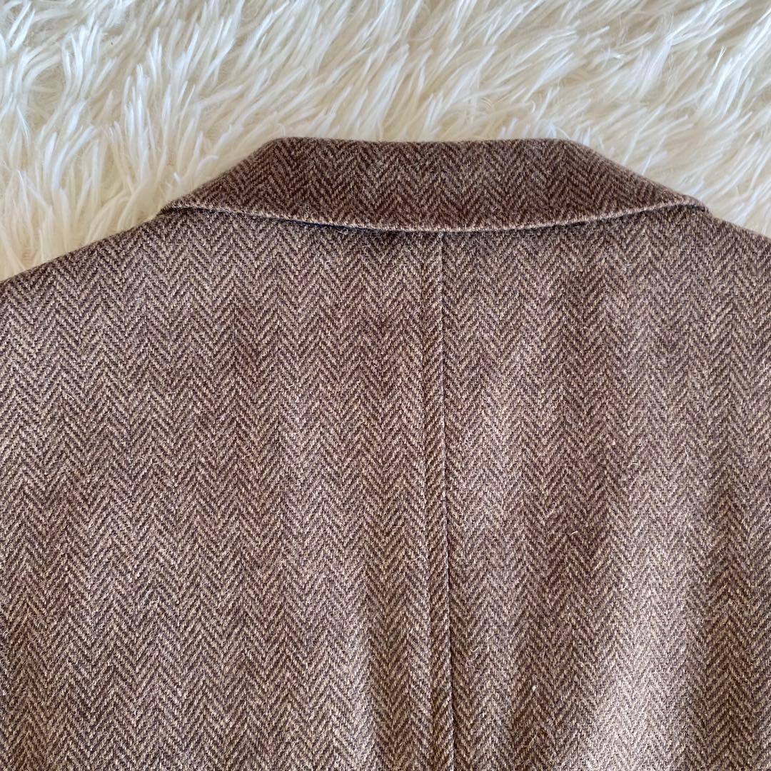 未使用級✨タスマニア製メリノウール　ケント　テーラード　ヘリンボーン　土色　XL