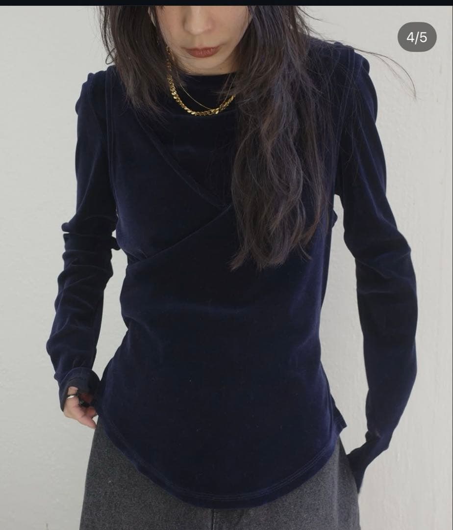 トップス CROSS LAYERED FLOCKY TULLE TOP