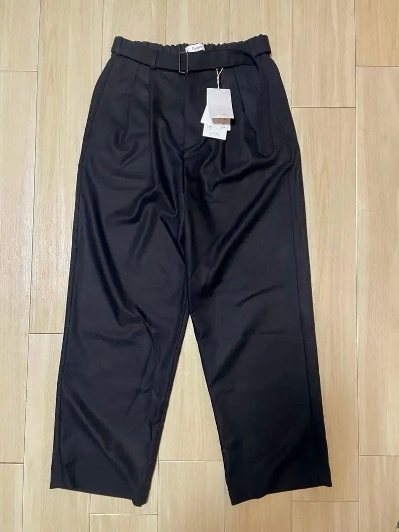 Super140's WOOL MAT BELTED PANTS サイズL