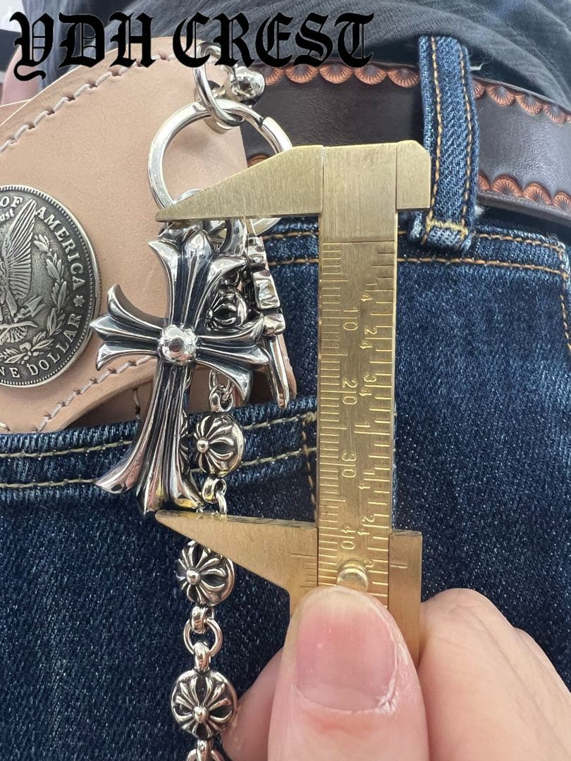 新入荷　バイカー必須　フラワークロスウォレットチェーン　刻印有り　MLCN