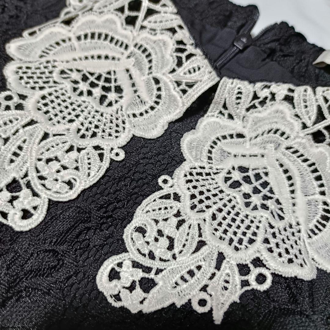 美品　レジャ　レース付きブラック パーティー ドレス　M　LEJA