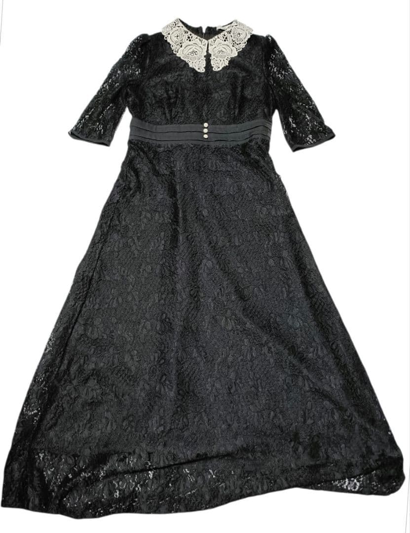 美品　レジャ　レース付きブラック パーティー ドレス　M　LEJA