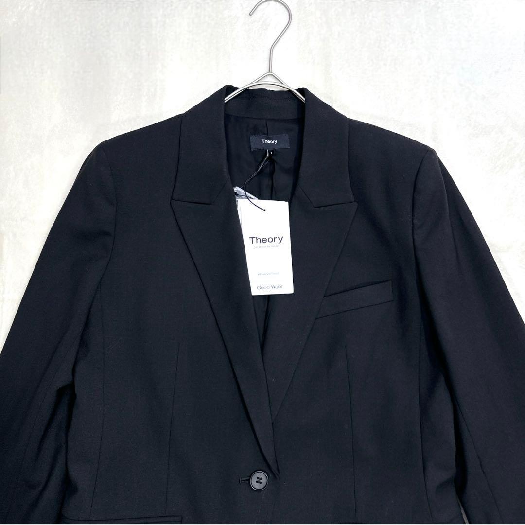 今期 新品タグ付 L セオリー テーラードジャケット 黒 総裏 ピークドラペル