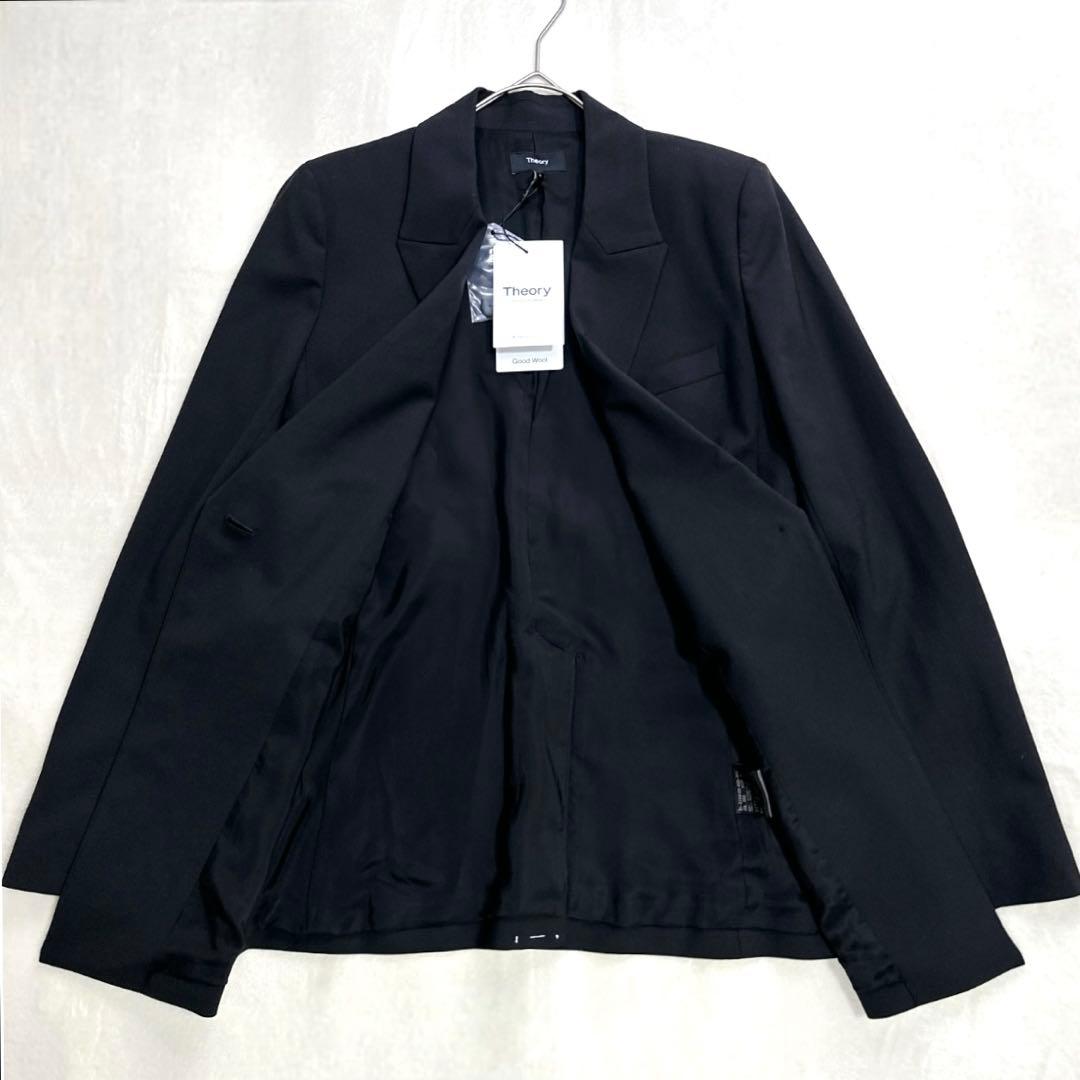 今期 新品タグ付 L セオリー テーラードジャケット 黒 総裏 ピークドラペル