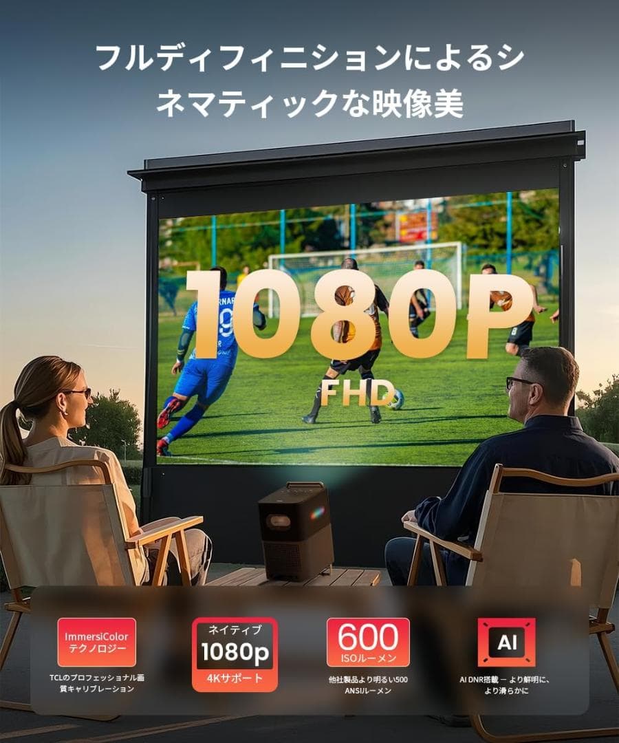 TCL プロジェクター A1s 600ISOフルHD1080P解像度
