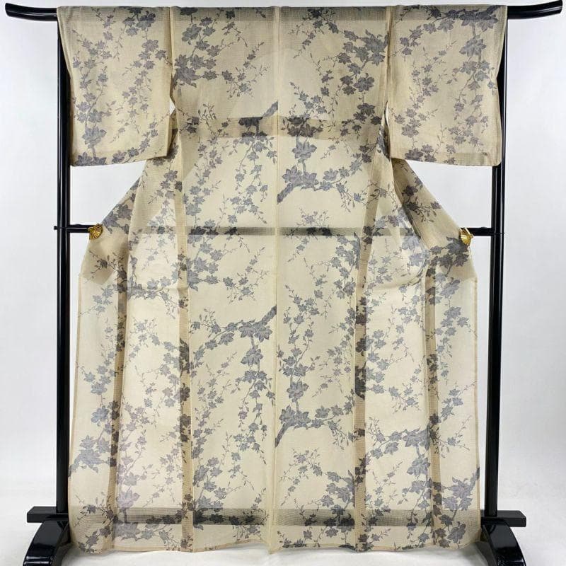 竺仙 絹紅梅 夏着物 薄物 クリーム地 浴衣