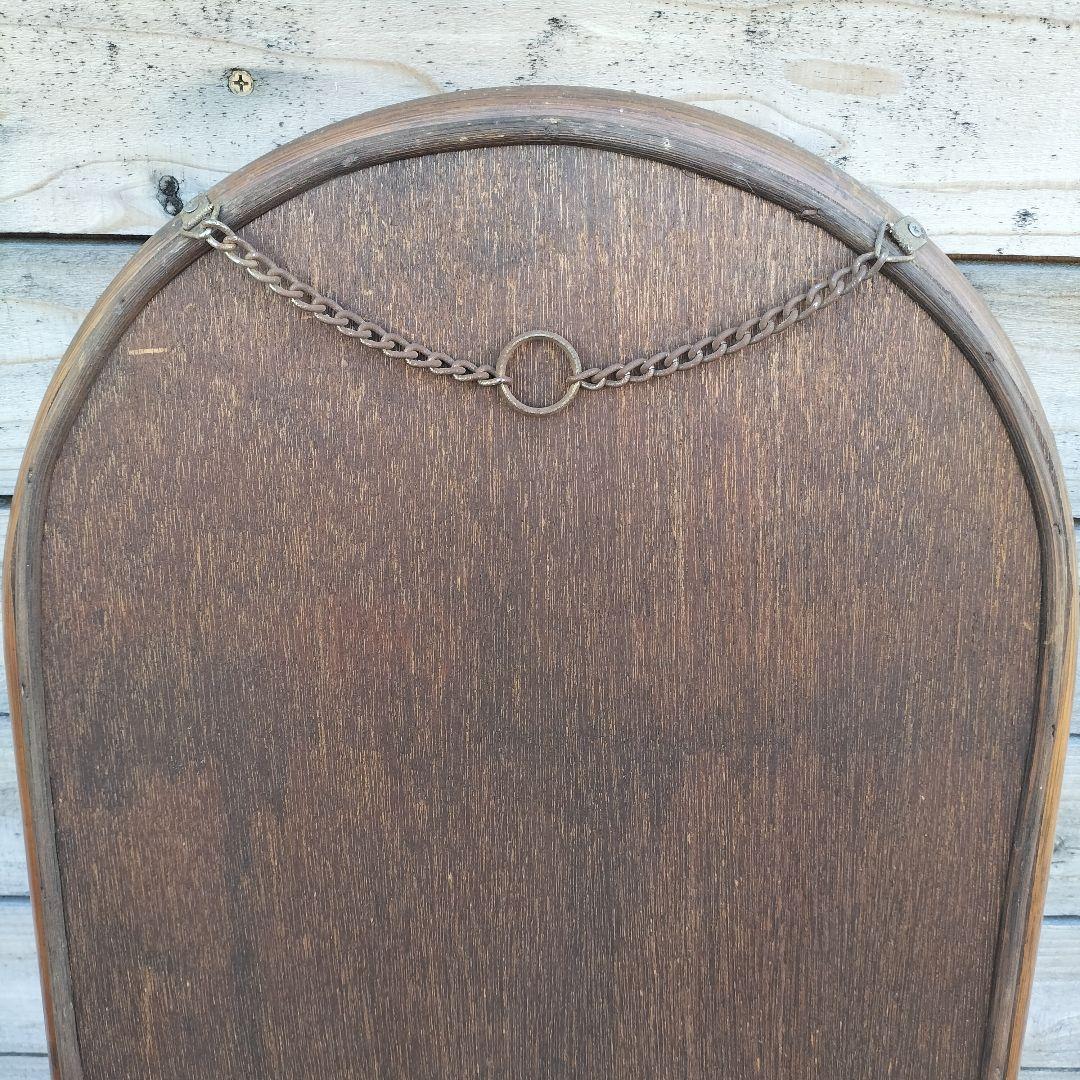 M♦ラタンミラー アンティークミラー アーチミラー 姿見 籐製