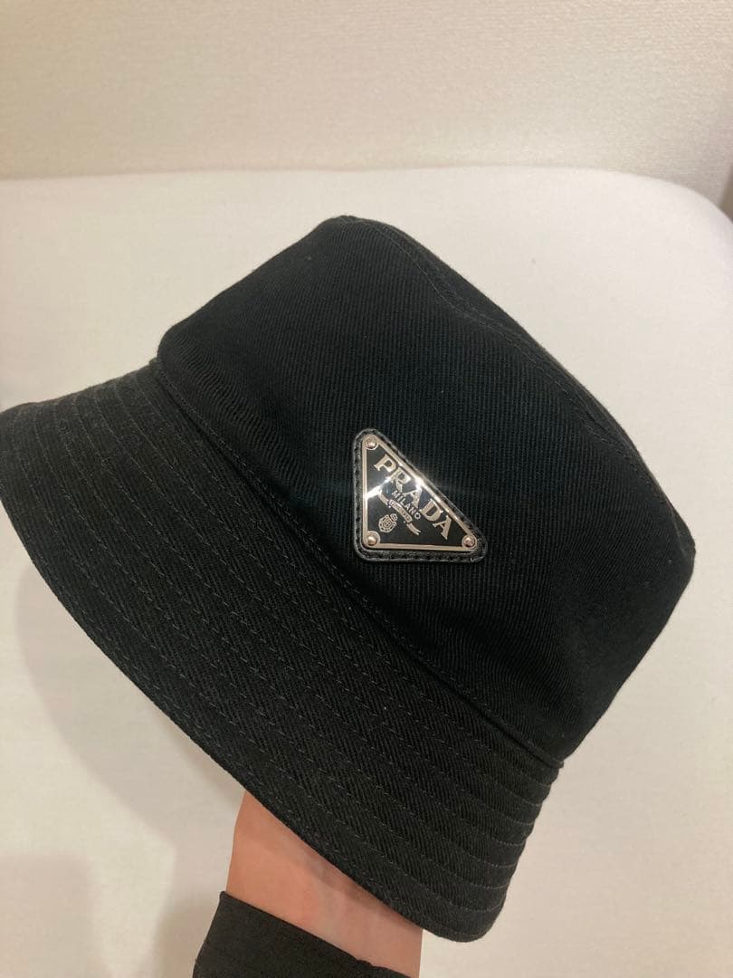 ［PRADA］ブラック バケットハット XL コットン