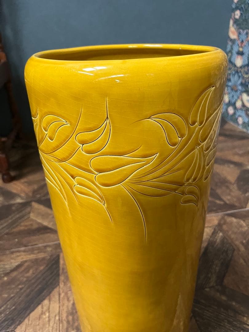 たむ ＊陶器 傘立て インテリア 昭和レトロ 黄色 玄関