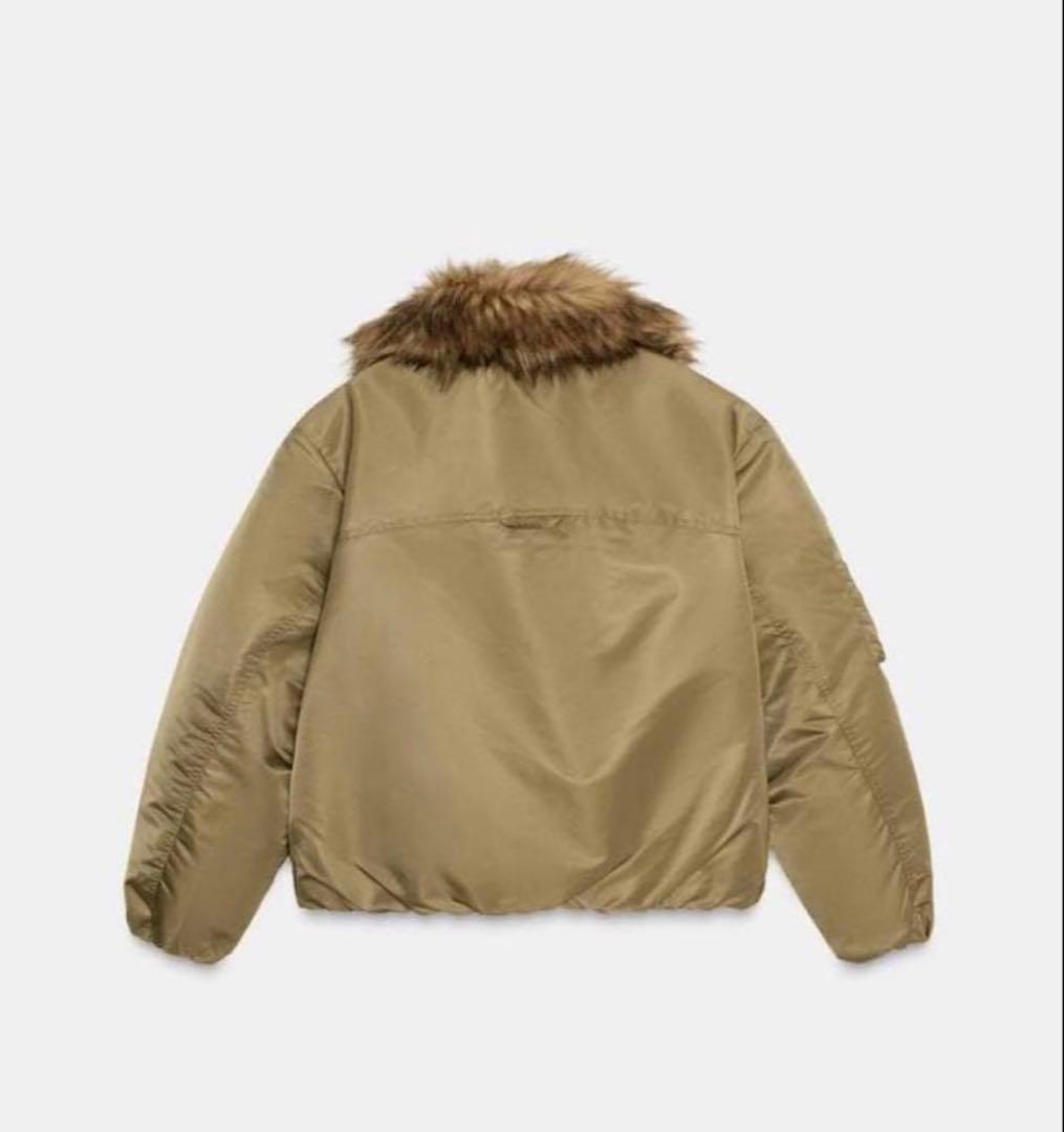 ZARA フェイクファー襟 ボンバージャケット ZW COLLECTION S