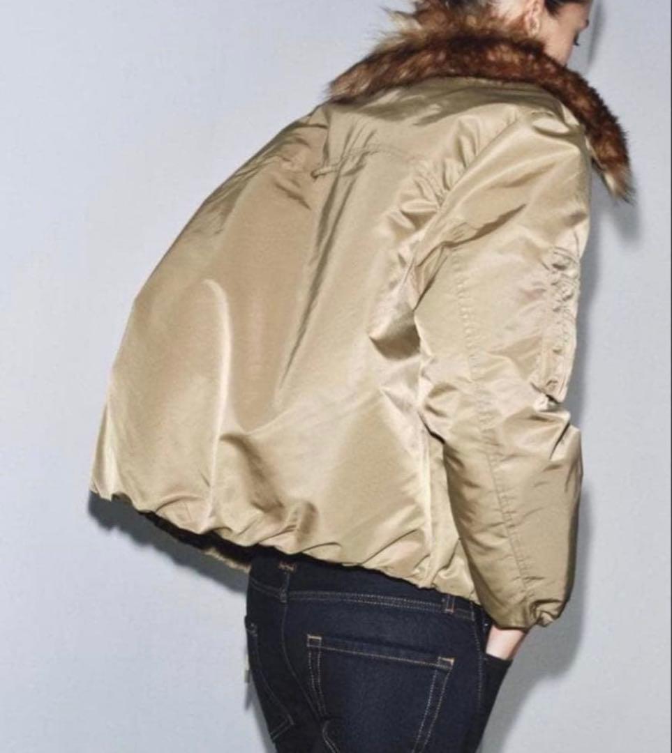 ZARA フェイクファー襟 ボンバージャケット ZW COLLECTION S