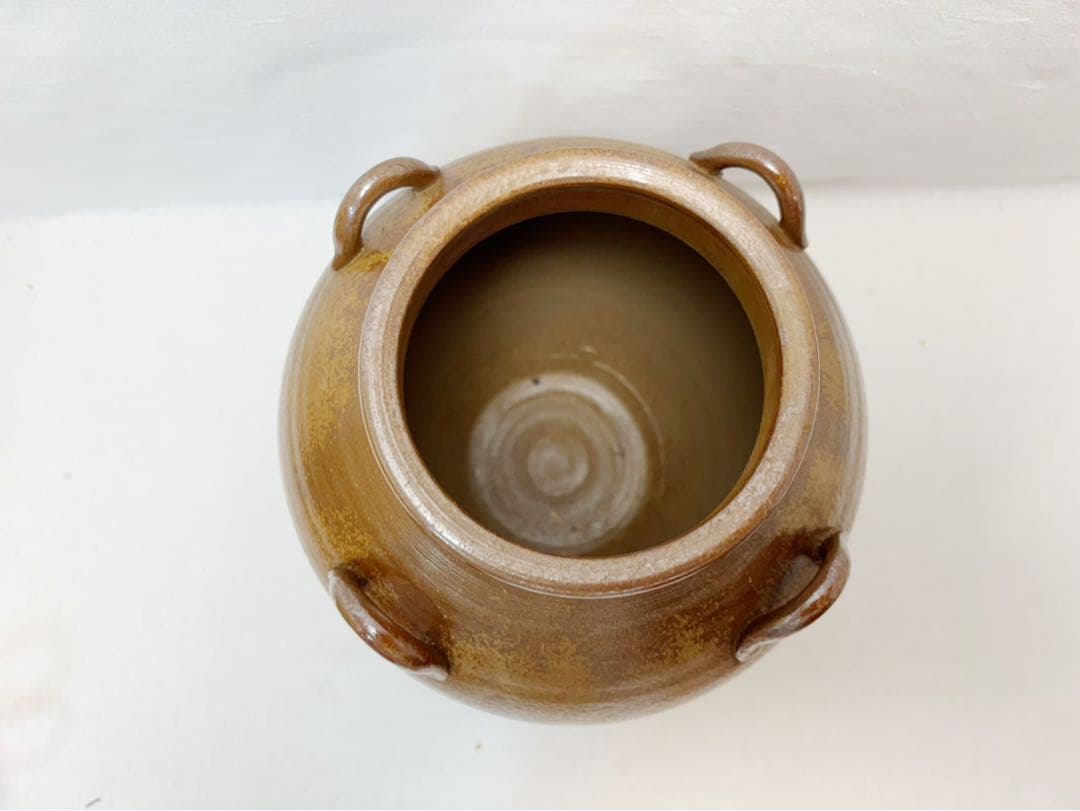 ほぼ未使用 茶道具 陶峰作 備前 茶壺 飾り壺 飾網紐付 陶印 陶印 共箱