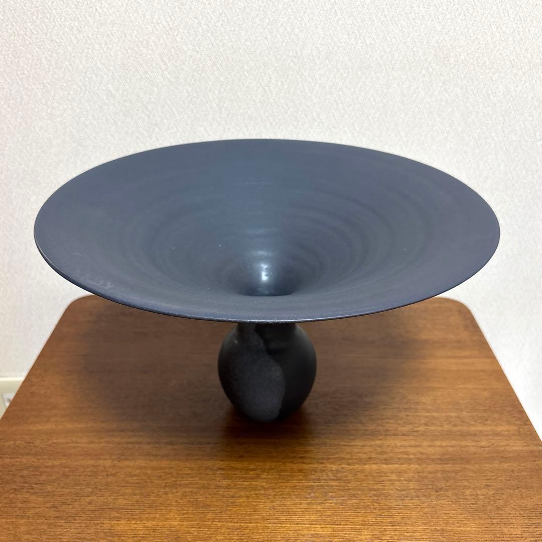 いけばな　池坊　花器　グレー　陶器