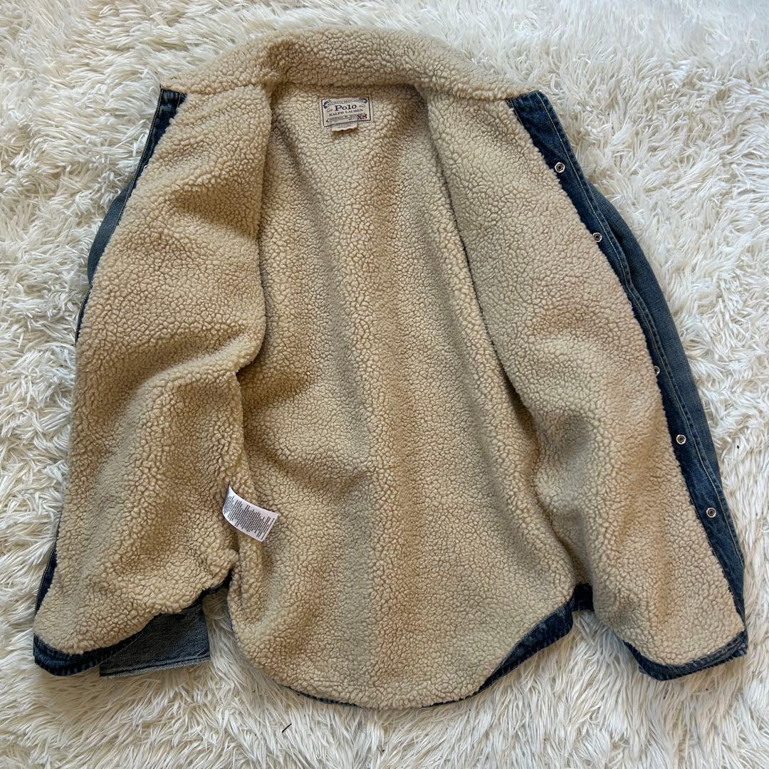 ポロラフルローレン　デニムウエスタンジャケット　ボア　ヴィンテージ加工　XS