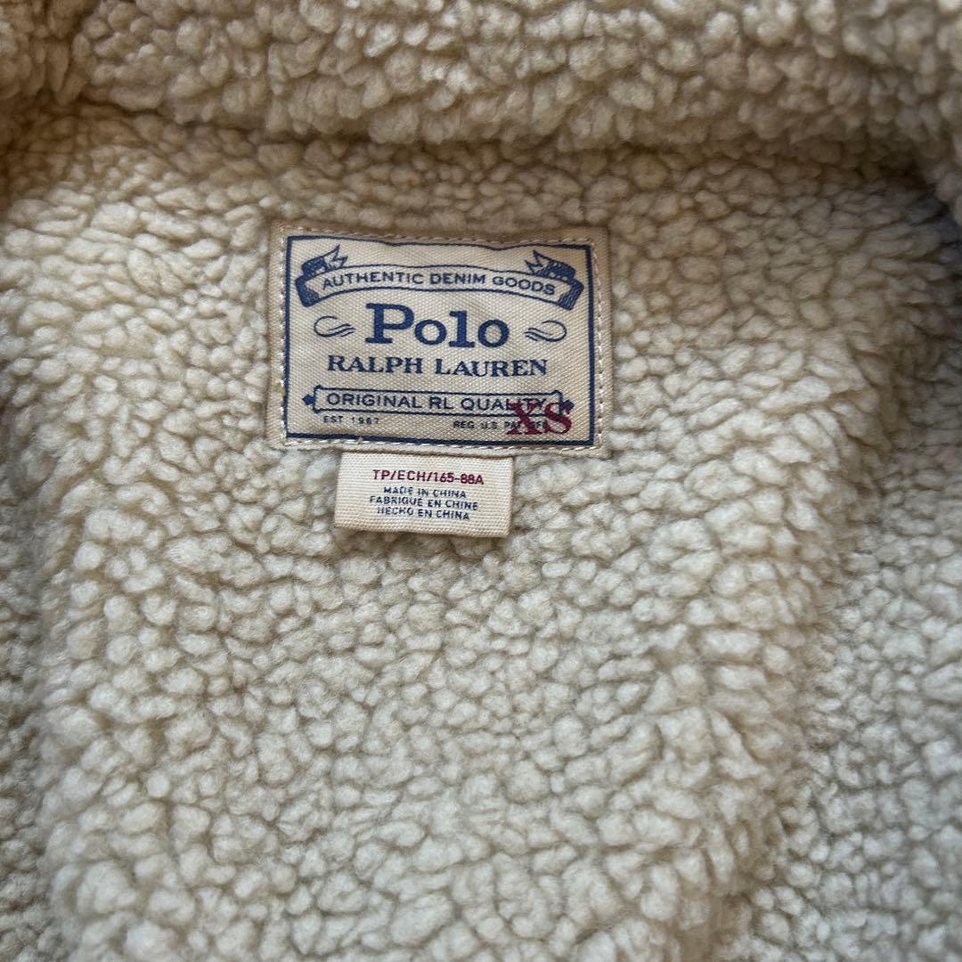 ポロラフルローレン　デニムウエスタンジャケット　ボア　ヴィンテージ加工　XS