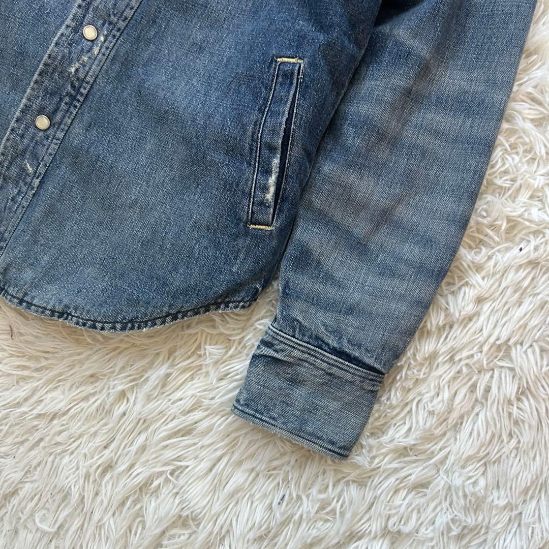 ポロラフルローレン　デニムウエスタンジャケット　ボア　ヴィンテージ加工　XS