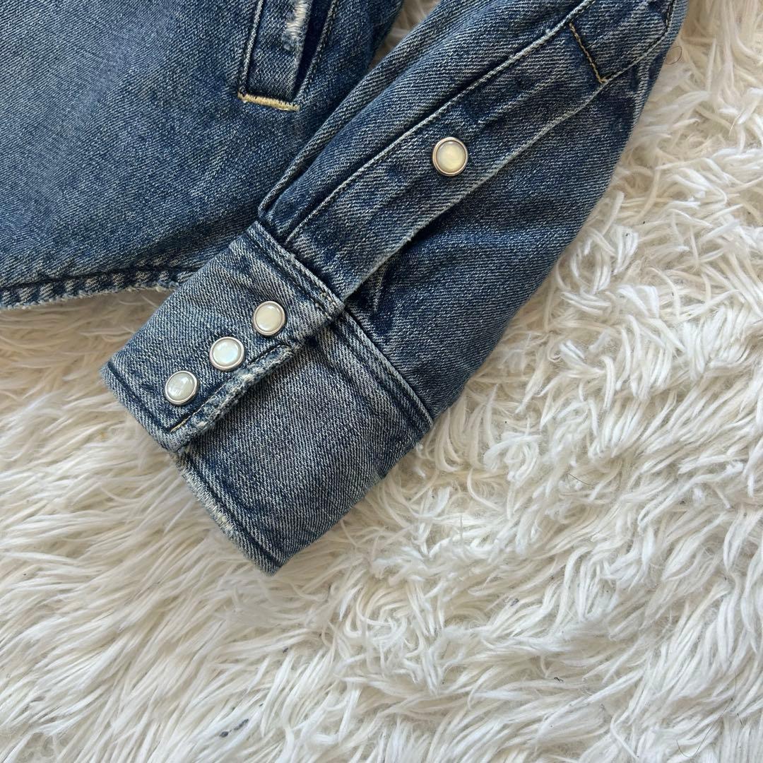 ポロラフルローレン　デニムウエスタンジャケット　ボア　ヴィンテージ加工　XS