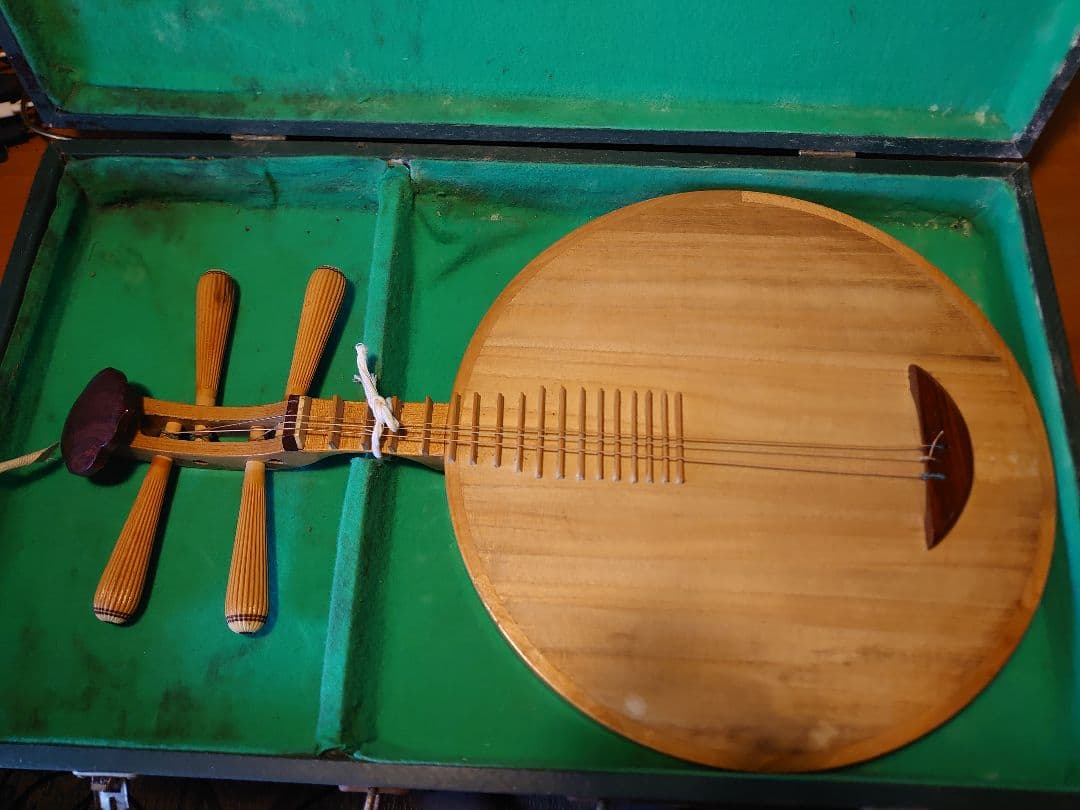 木製 月琴4弦 ケース付き 調弦説明書