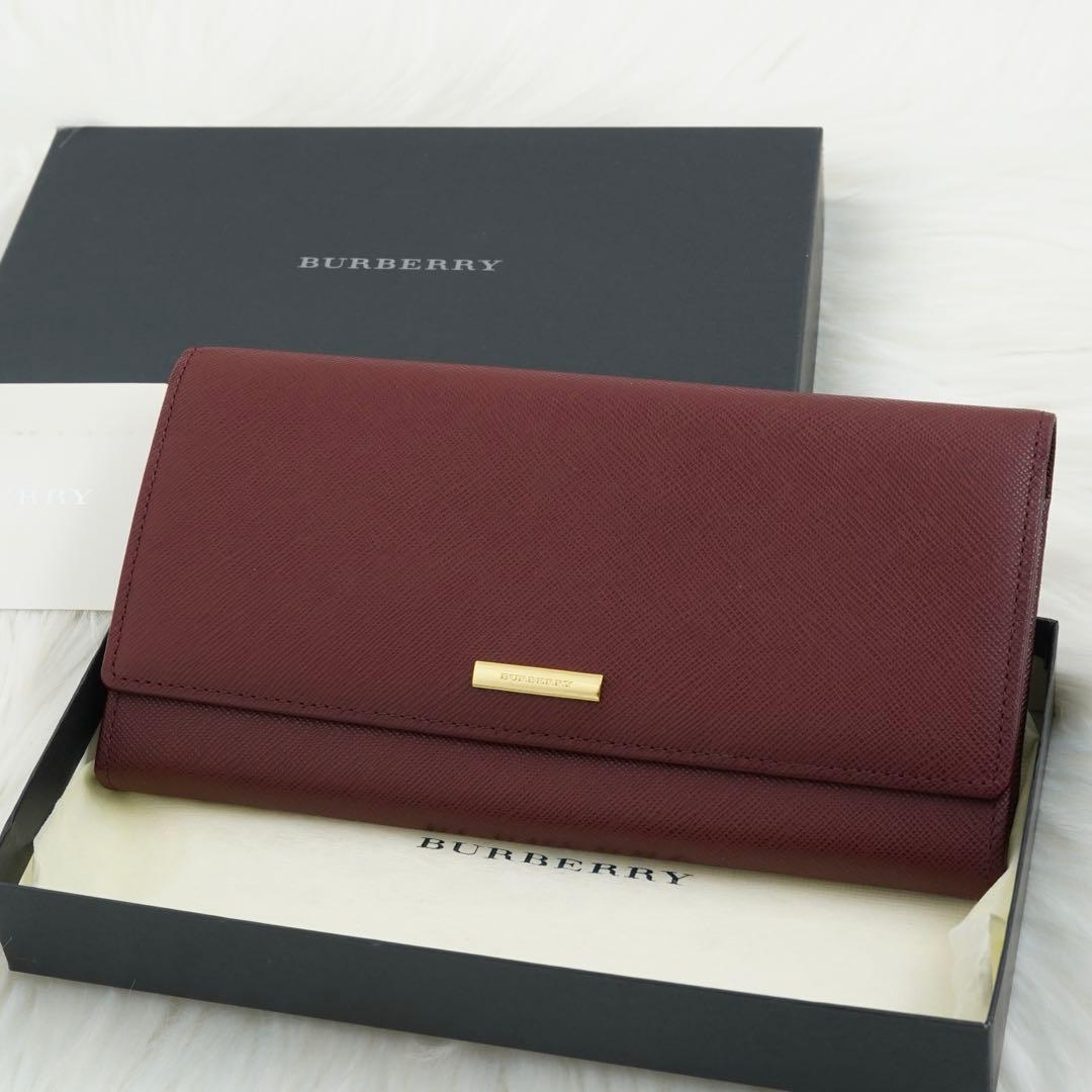 未使用品　箱付き　BURBREEY LONDON 長財布　ノバチェック　ボルドー