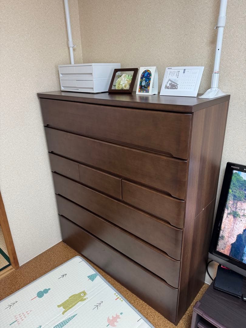 ニトリ　オウカ2　ハイチェスト　木目　ダークブラウン　タンス幅120cm