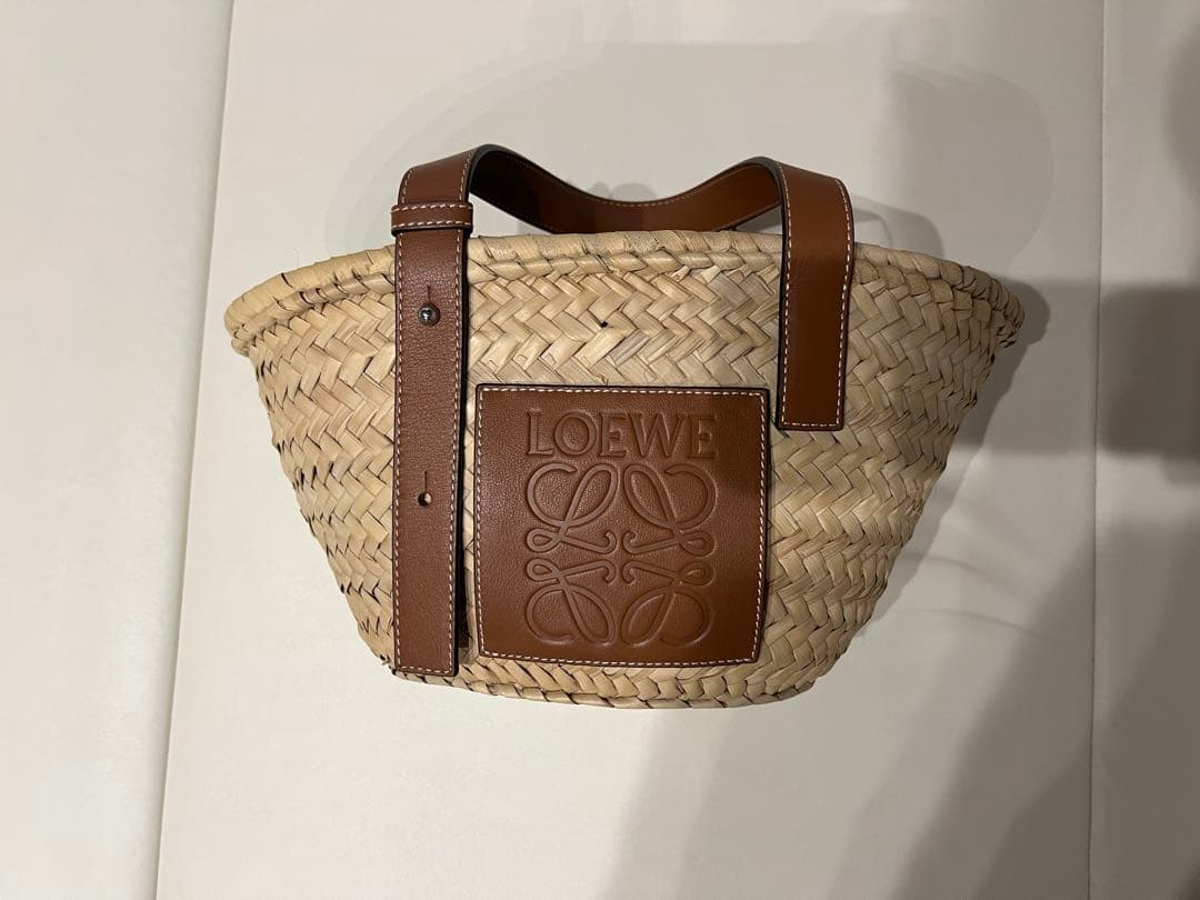 【LOEWE】ロエベ　カゴバッグ　スモール ナチュラル×ブラウン 保存袋付き