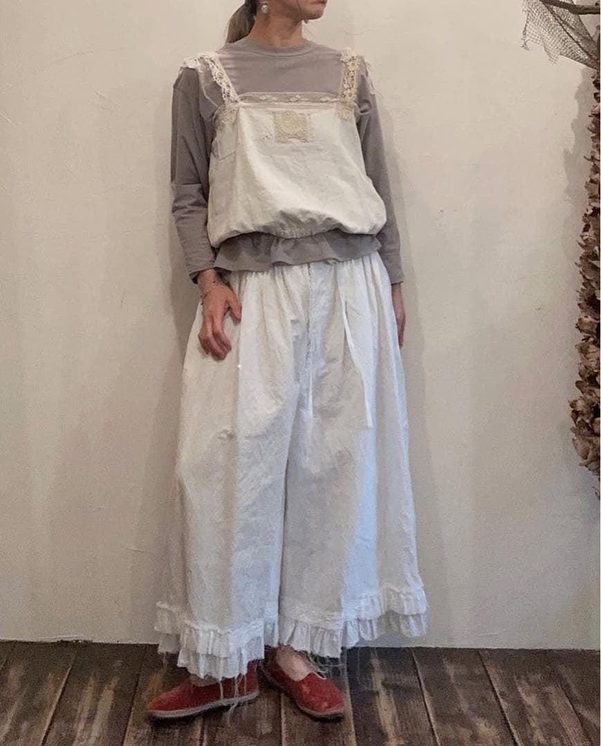 gasa フリルギャザーワイドパンツ