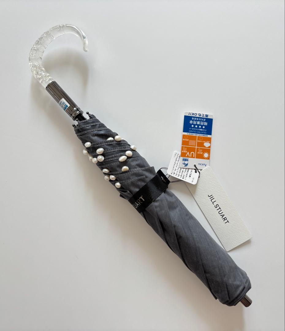 【新品】ジルスチュアート　日傘　ランダムパール付き　晴雨兼用傘　折りたたみ傘