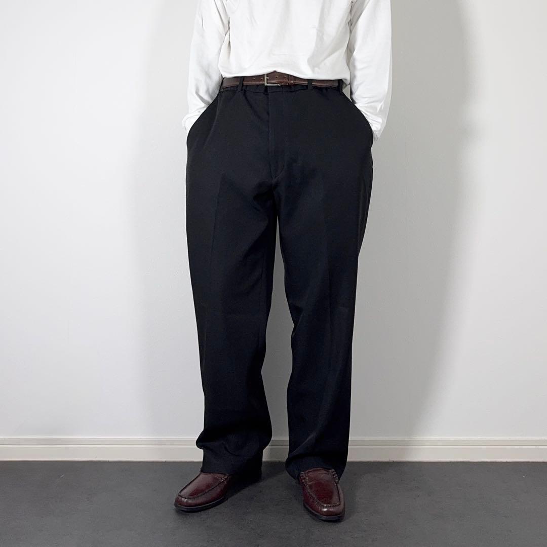 90s USA製Levi's アクションスラックス ブラック黒W38L30 古着