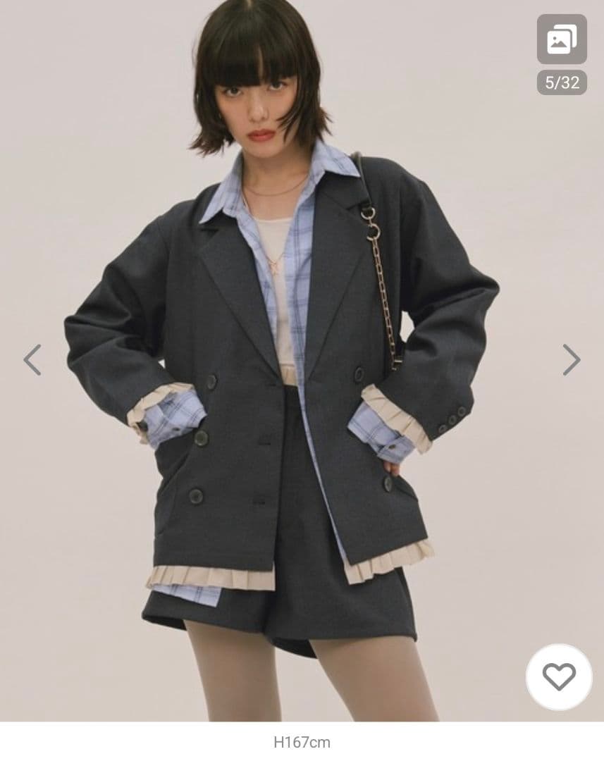 loin nuit　フリルレイヤードデザインジャケット　ネイビー