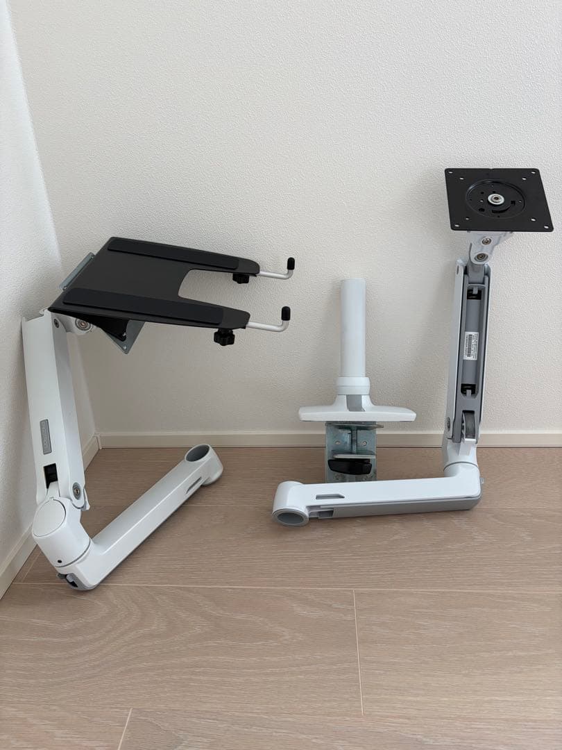 【コバ】 エルゴトロン LX ホワイト（アーム2本＋ノートPCトレー付）