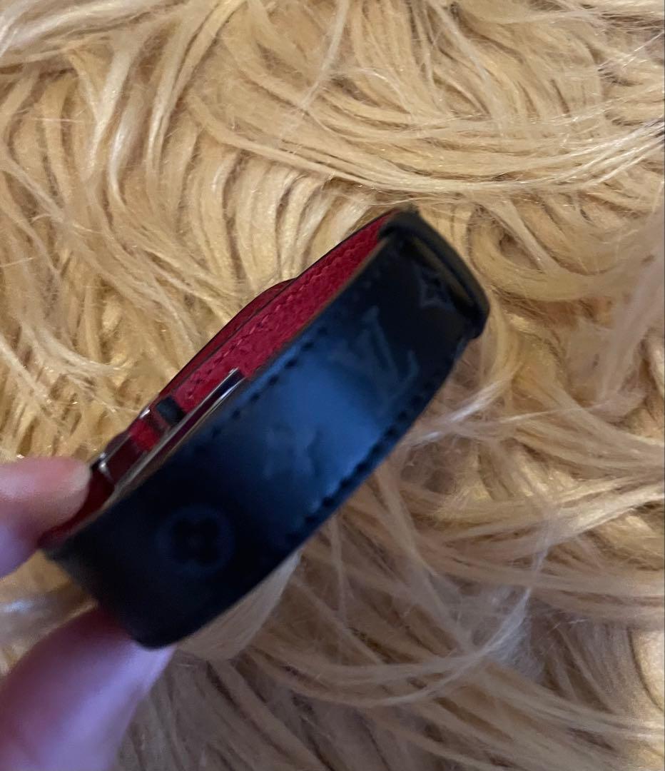 【美品】　ルイヴィトン モノグラム×フラワー　レザーバングル　ブラック