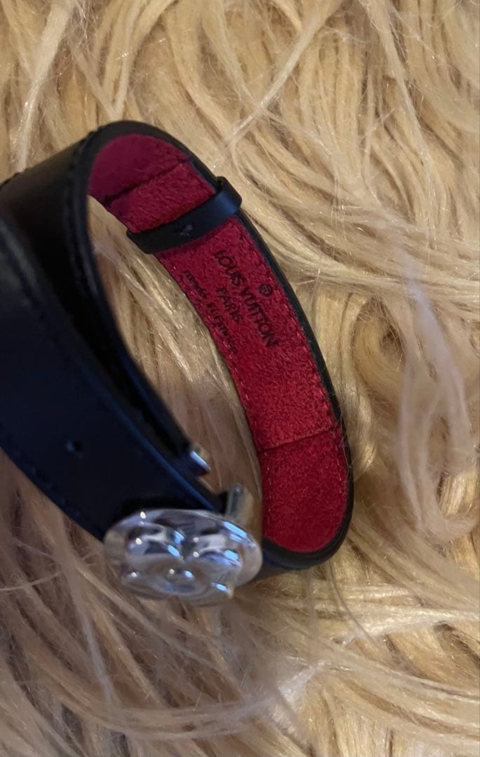 【美品】　ルイヴィトン モノグラム×フラワー　レザーバングル　ブラック