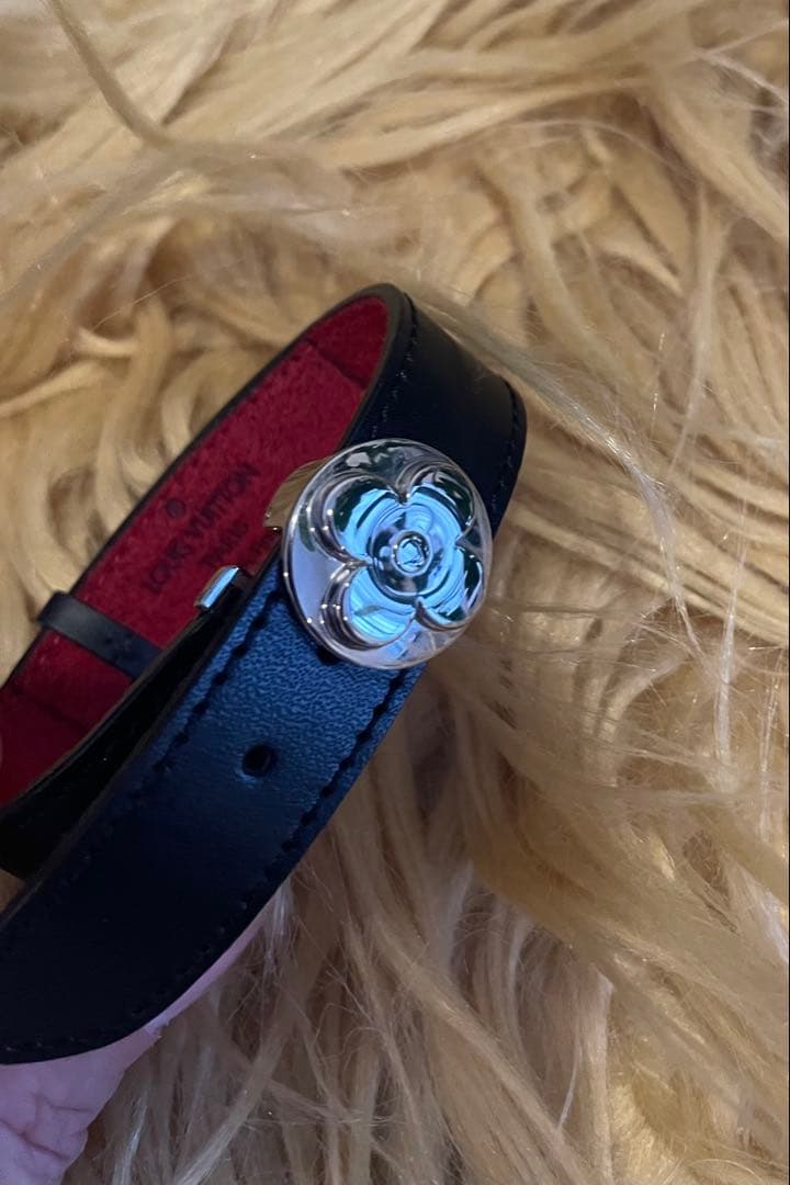【美品】　ルイヴィトン モノグラム×フラワー　レザーバングル　ブラック