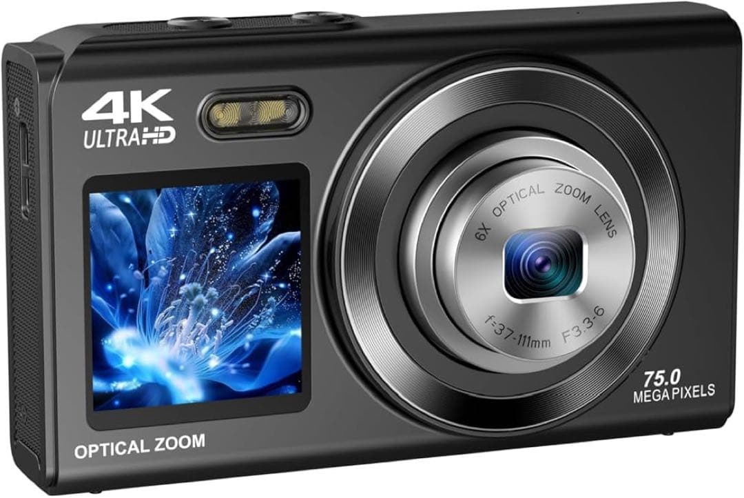 デジタルカメラ4K スマホに送れる デュアルスクリーン WIFI転送機能