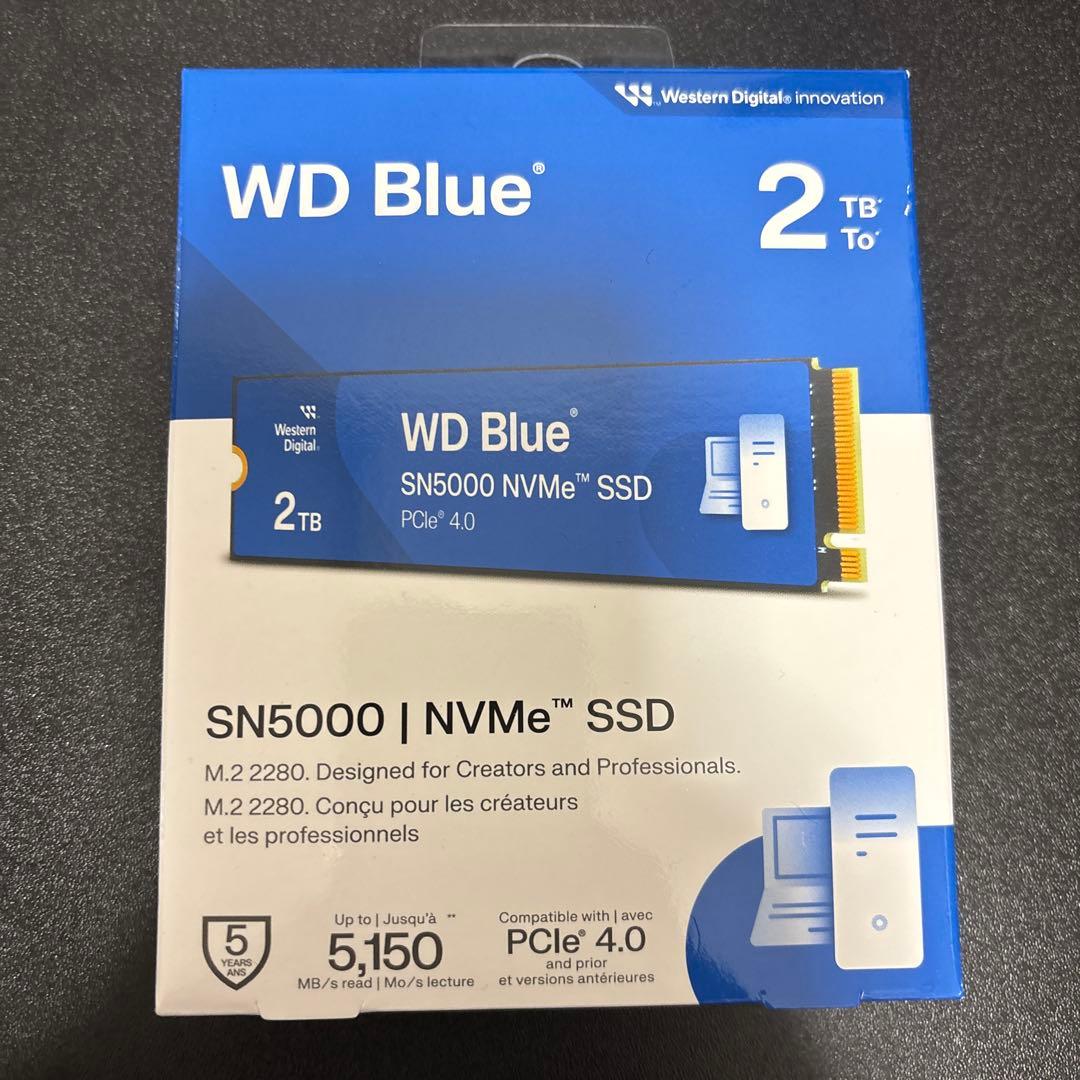 外付けハードディスク・ドライブ WD Blue SN5000 NVMe SSD 2TB M.2