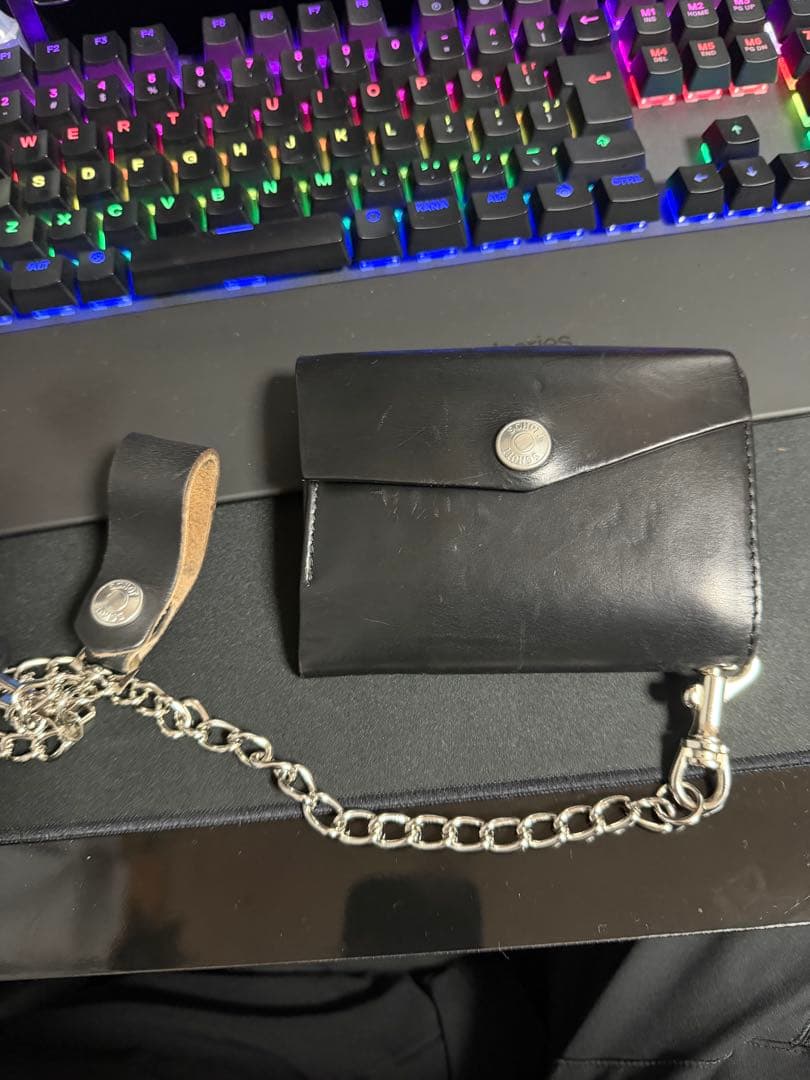 schott ショットレザー ウォレットチェーン付き ブラック　人気品