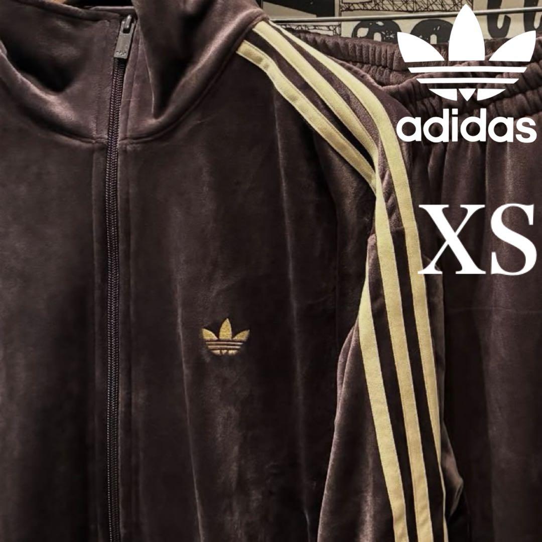 新品XS⭐️adidas ファイヤーバード ベロア トラックトップ ダークブラウン