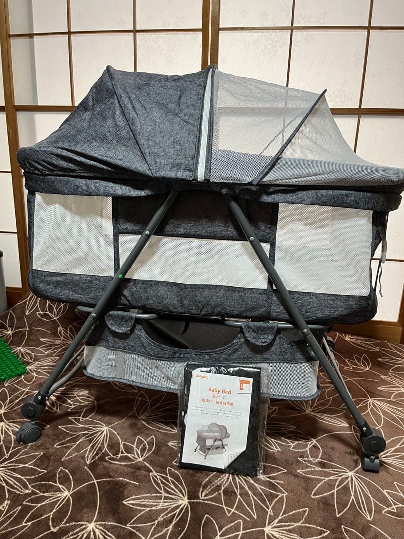 折りたたみ式メッシュベビーベッド（取説あり）