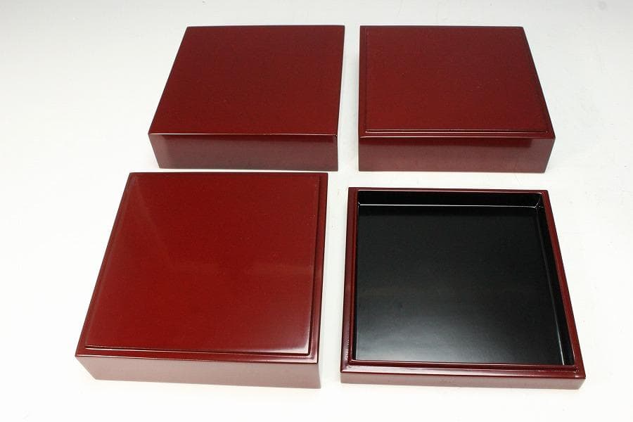 漆器 瓢窓 三段重 手提げ器 二段蓋物 弁当 一対 月見 正月(K-XA770)