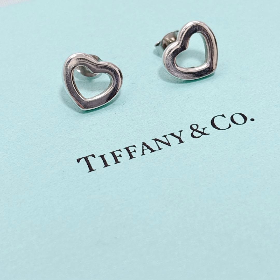 【美品】 ティファニー センチメンタル ハート ピアス オープンハート A483