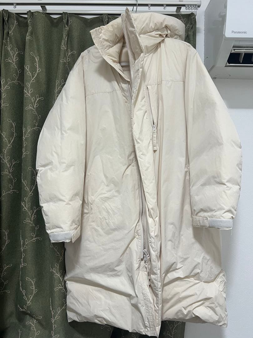 無印良品ホワイト フード付きロングダウンジャケット M