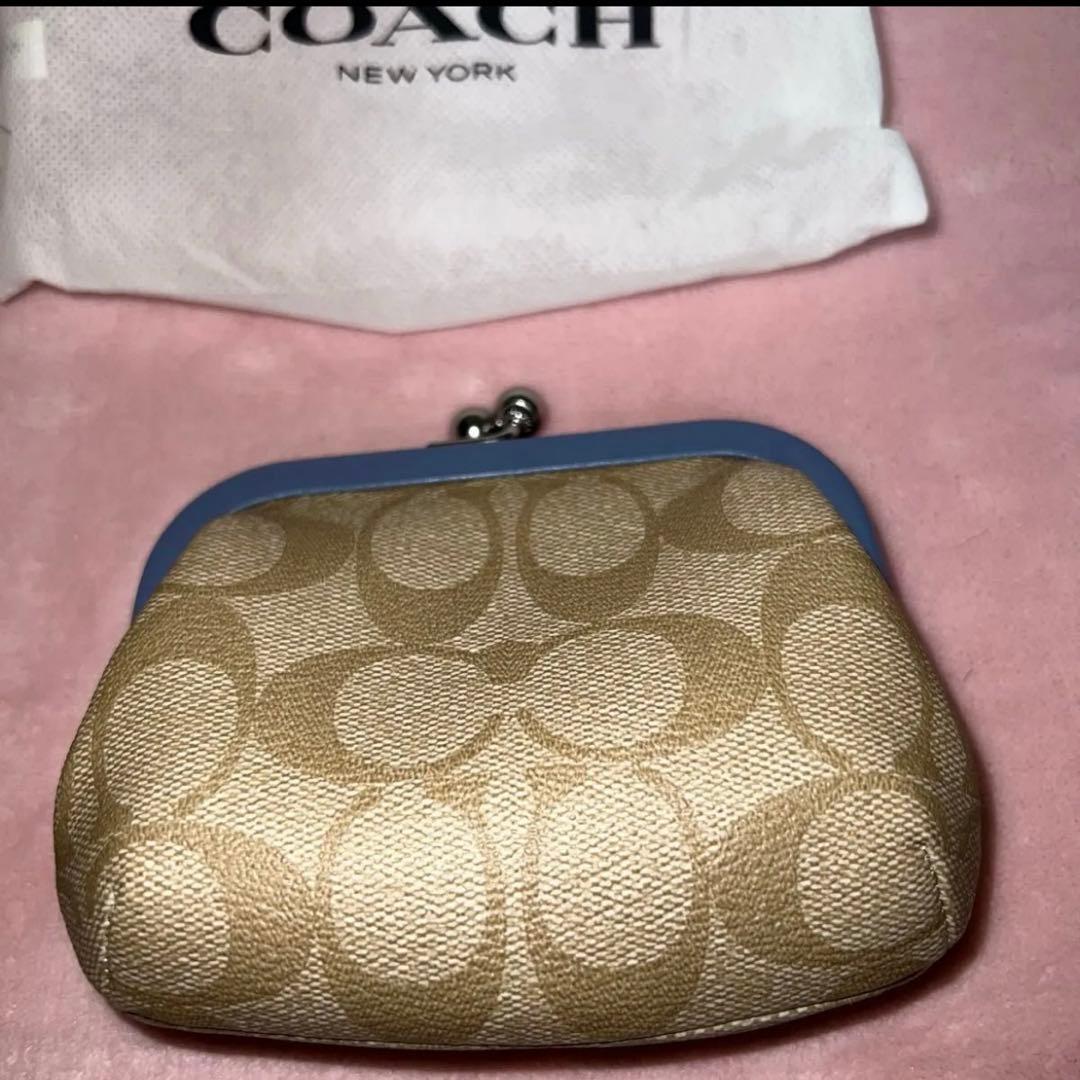 【新品】COACH コーチ がま口 ケース 小銭入れ ベージュ