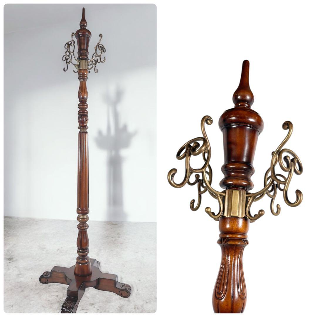 HR595 コートハンガー　高級マホガニー木製 無 垢材 コートスタンド