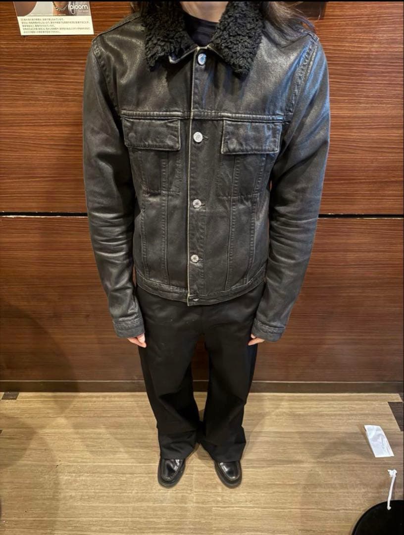 ジャケット・アウター Helmut Lang Fur Collar Wax Denim Jacket