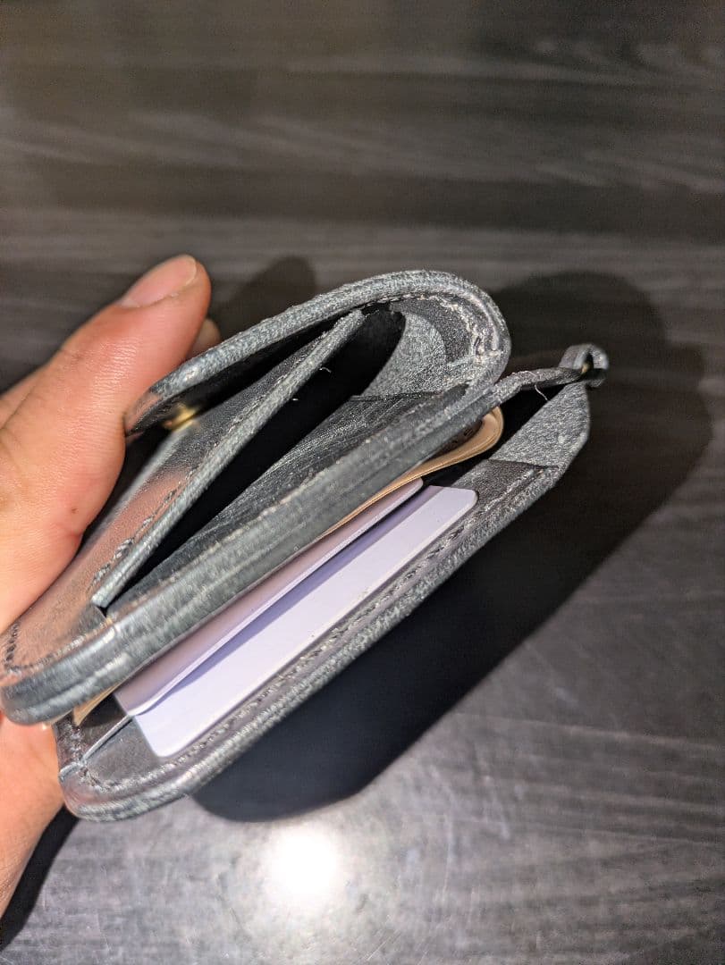 イタリアンレザー コンパクトウォレット マネークリップ式 ハンドメイド 本革