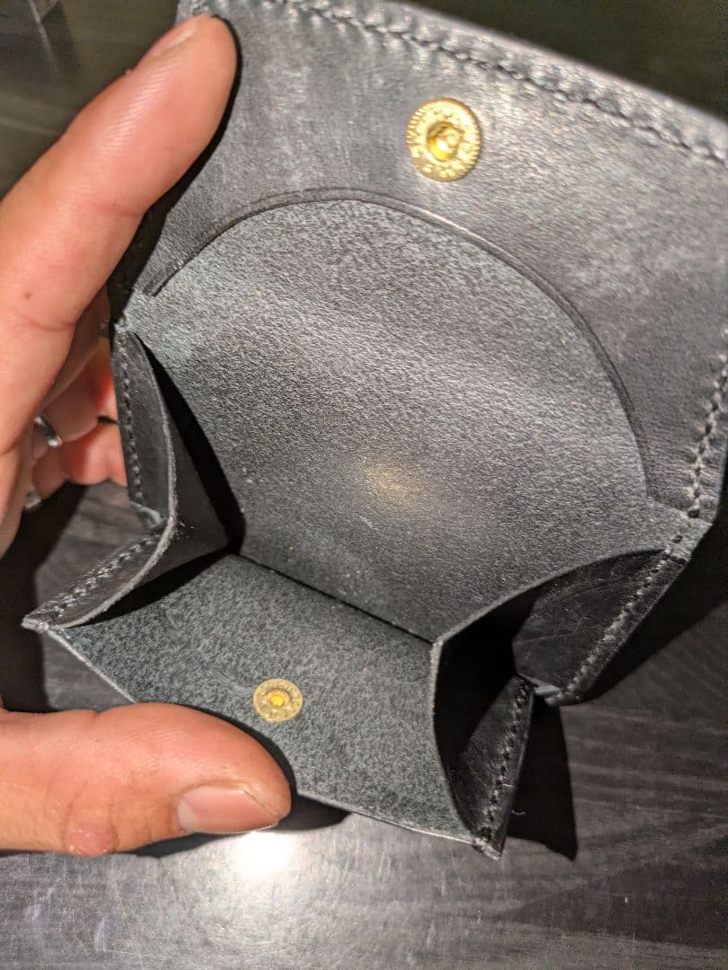 イタリアンレザー コンパクトウォレット マネークリップ式 ハンドメイド 本革