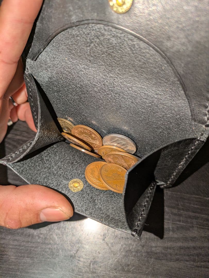 イタリアンレザー コンパクトウォレット マネークリップ式 ハンドメイド 本革