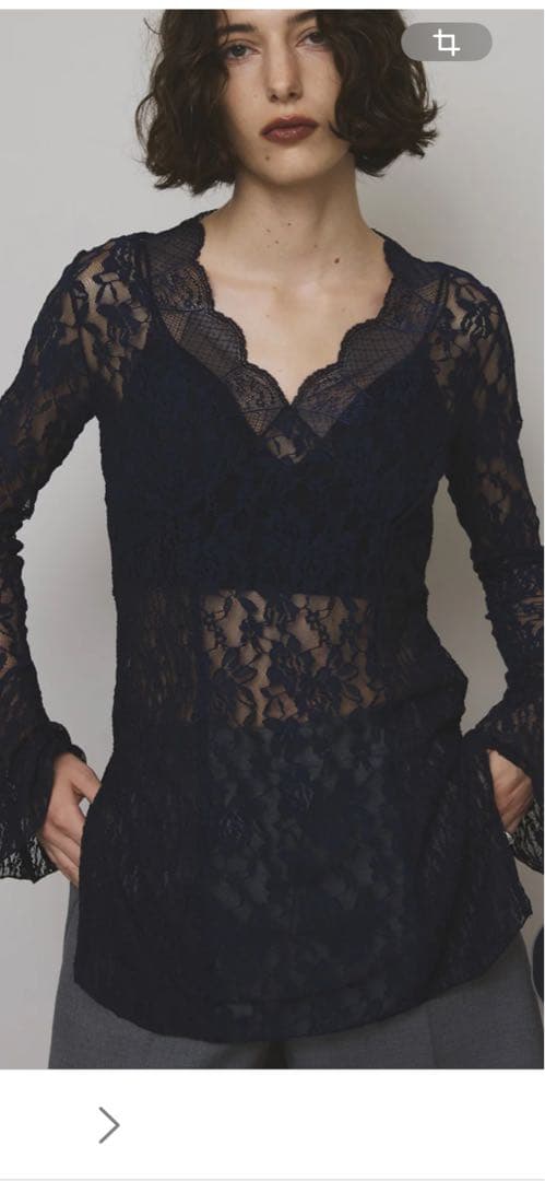アメリCOMBINATION LACE TOPネイビー