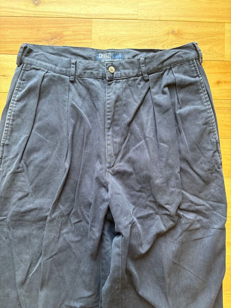90s ラルフローレン ポロチノ 初期タグ ネイビー W34